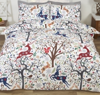 Weihnachts-Winter-Wald-Bettwäsche für Doppelbettdecke 220x230 cm