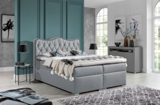 Boxspringbett SAHAN 140x200 cm Kunstleder Hellgrau