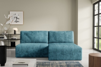 Ecksofa mit Schlaffunktion NATALIA XS in Stoff Tilia Blau Ottomane Rechts