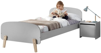 Kinderzimmer Set Karilynn 1 Bett mit Nachtkommode Holz+MDF hellgrau