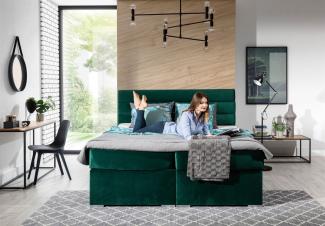 Boxspringbett FESTO 180x200 cm Stoff Monolith Dunkelgrün
