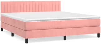 vidaXL Boxspringbett mit Matratze Rosa 160x200 cm Samt 3141436