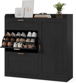 MSMASK Schuhschrank mit 2 Klappen, Schuhkipper Schmal, Schuhschrank mit 1 Schublade (1-St) Schrank, Trennwand Verstellbar, 30 x 100 x 104 cm