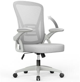 BIGZZIA Bürostuhl Ergonomischer Sitz, Sessel mit 90° klappbarer Armlehne,Lordosenstütze,höhenverstellbar