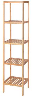 dibea Regal Regal aus Bambus, Badezimmerregal, Wohnzimmerregal, Küchenregal, mit 5 Ablageflächen, 33 x 33 x 146 cm