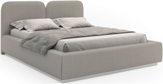 Selsey 'Comoves' Polsterbett 140x200 mit Chenillebezug, LED, Bettkasten und Lattenrost, Dunkelbeige