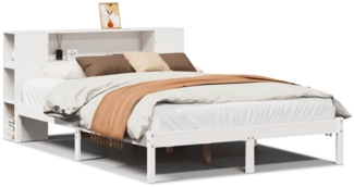 vidaXL Massivholzbett mit Regal ohne Matratze Weiß 150x200 cm Kiefer 3321543
