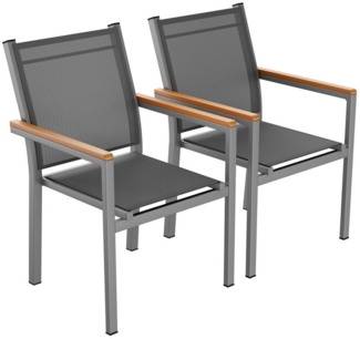 TLGREEN Stapelstuhl,(2/4er Set)Aluminium Outdoor-Gartenstuhl,Maximale Belastung 150kg, (WPC Handlauf,Balkonstühle, 2 St), für Terrasse, Balkon, Terrasse, Pool, Restaurants