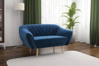 Klassische Sofas, Lounge-sofa, Ziernähte - MIA - 2 Sitzer - Dunkelblau Velours