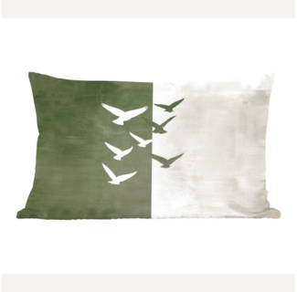 MuchoWow Dekokissen Japandi - Vogel - Grün, Dekoration, Zierkissen, Kissen mit Füllung, 50x30 cm