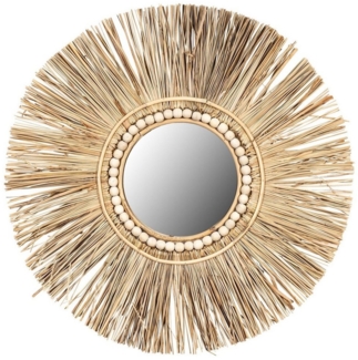 Levandeo® Dekoobjekt, Spiegel Seegras Ø 55cm Wandspiegel Rund Flurspiegel Wanddeko Boho