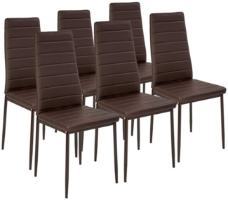 tectake Esszimmerstuhl Set Esszimmerstuhl (6er Set, 6 St), gepolstert mit Kunstlederbezug