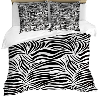 Abakuhaus Bettwäsche weicher Microfaserstoff Allergiker geeignet, kein Verblassen, Microfaser, Schwarz-Weiss Wilde Zebra-Linien
