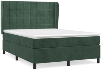 vidaXL Boxspringbett mit Matratze Dunkelgrün 140x200 cm Samt 3129216