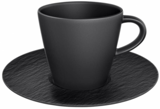 Villeroy & Boch Manufacture Rock Kaffeetasse mit Untertasse schwarz