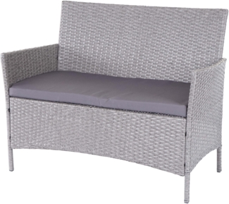 Poly-Rattan Gartenbank Halden, Sitzbank Bank ~ grau, Kissen anthrazit