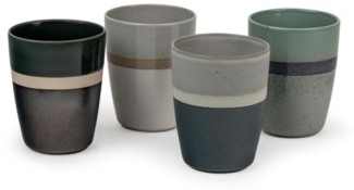 1x4 Bredemeijer Mugs Sven 200ml Tassen Steingut Streifen 147080