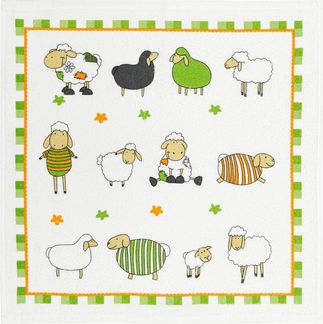 Kracht Geschirrtuch Bunte Schafe, (3-tlg, 3-teilig), Frottee Küchenhandtücher (3 Stück), ca. 50x50cm Baumwolle