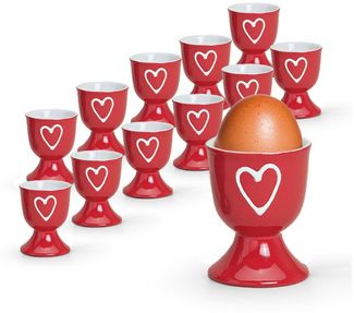 matches21 HOME & HOBBY Eierbecher, (12-tlg), Runde Keramik Ei-Halter als lustige Frühstücks-Eier Tisch-Deko