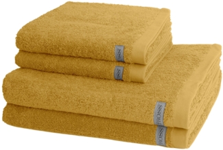 Ross Sinfonie 4 tlg. Frottier-Set - 2 X Handtuch (50 X 100cm) und 2 X Duschtuch (70 X 140cm) - 500 g/m2 - Senf