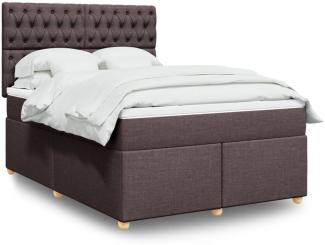 vidaXL Boxspringbett mit Matratze Dunkelbraun 160x200 cm Stoff 3293641