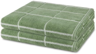 Ross Sensual Skin Karo 2 tlg. Frottier-Set - 2 X Duschtuch (75 X 140cm) - 500 - Piniengrün