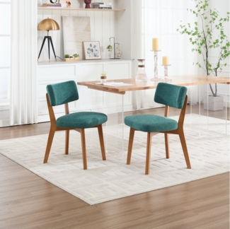 MODFU 4-Fußstuhl 2er-Set, gepolsterter Stoffsitz & Massivholzbeine (Esszimmerstuhl, Polsterstuhl), Polsterstuhl, ergonomisch