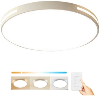 ibettertec Deckenleuchten LED Deckenlampe Flach Rund Ø30cm IP65Badezimmer Wohnzimmer licht, 6500K,1900LM,24W, Weißes Licht, neutralweißes Licht, warmes Licht, Modern Panel Lampe für Badezimmer Wohnzimmer Schlafzimmer Badezimmer