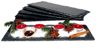 6x Schieferplatten 11x30 cm Untersetzer Deko-Teller Servier-Platte Naturschiefer