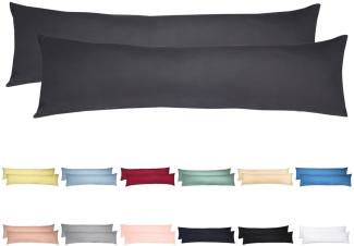 Livessa Seitenschläferkissen Bezug 40x145 (2er Set) - Verdeckter Reißverschluss an der Langen Seite,%100 Baumwolle Jersey Stoff, Oeko-Tex Zertifiziert, Ultra weich und atmungsaktiv