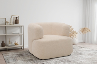DOMO. collection Sessel 800012, Polstersessel, organische Form, gepolsterte Rückenlehne, Rücken in Oberstoff, Armsessel, Cocktailsessel, Loungesessel, 90 x 86 x 71 (BxTxH), creme