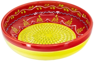 Kaladia Multireibe Reibeschüssel in Rot/Grün/Weiß, Keramik, handbemalte Küchenreibe - Made in Spain