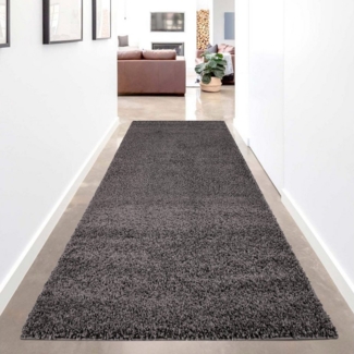 Carpet City Hochflor-Läufer Shaggi uni 500, rechteckig, Höhe: 30 mm, Shaggy-Teppich, Uni Farben, ideal für Flur & Diele, Langflor, Weich