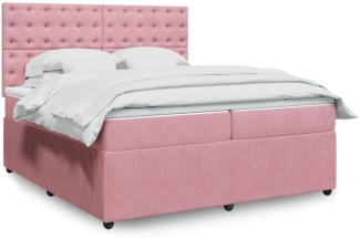 vidaXL Boxspringbett mit Matratze Rosa 200x200 cm Samt 3294747