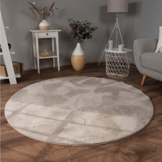 Paco Home Fellteppich Kunstfell Soft 380, rund, Höhe: 14 mm, Langflor, Kuschelteppich - besonders weich, Uni-Farben