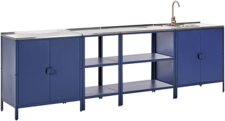 Outdoor-Küche 4er Set mit Spüle VILAMA Metall Blau