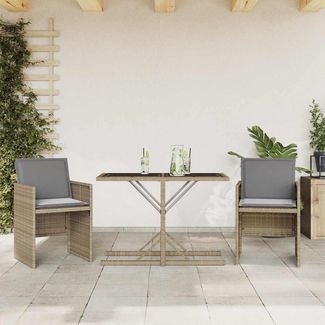 vidaXL 3-tlg. Bistro-Set mit Kissen Beigemischung Poly Rattan 365071