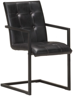 vidaXL Freischwinger 2 Stk. Schwarz Echtleder 321848