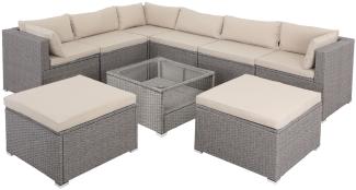 Casaria XXL Polyrattan Lounge Set 'Merlion', creme/creme