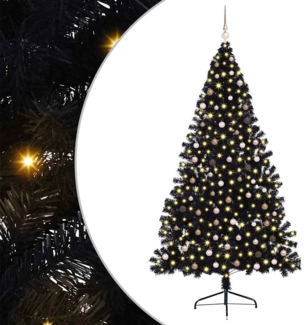 vidaXL Künstlicher vorbeleuchteter Weihnachtsbaum Schwarz 240 cm PVC 3397165
