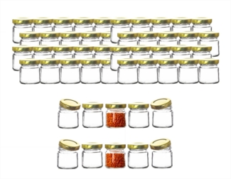 BigDean 50x kleine Marmeladengläser 53 ml - Made in Germany - Gläschen mit Schraub-Deckel - Mini Einmachgläser - Honiggläser - Probiergläser für Gastgeschenke & Hochzeit