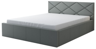 Polsterbett VIGI 90x200 mit Matratze, Bettkasten und Lattenrost. Farbe: Grau 14