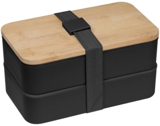 Macma Lunchbox Große Brotdose / Lunchbox / 2-stöckig / mit Besteck / Farbe: schwarz
