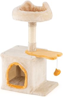 Klein Kratzbaum mit Fischförmigem Plattform Holz Katzenbaum Katzenkratzbaum Kletterbaum