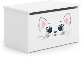 Dmora Container-Box Swami, Mehrzweckbehälter, Containerkoffer, Aufbewahrungskiste, 40x42 h73 cm, Weiß mit Katze
