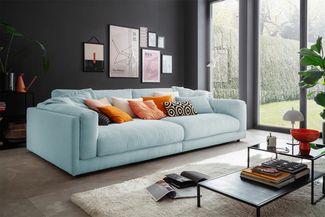 KAWOLA Big Sofa RAINA Cord hellblau 85 x 150 x 254 cm