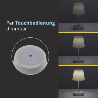 for friends Akku-Tischleuchte in weiß, dimmbar mit Touchschalter, 30 cm Höhe, Farbtemperatur 4.000 K, 200 lm Lichtleistung, 3 W Gesamtleistung, ideal für Wohnzimmer, Schlafzimmer