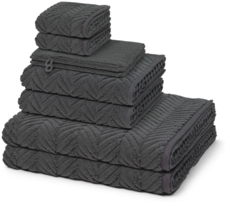 Ross Sensual Skin Zopf 8 tlg. Frottier-Set - 2 X Handtuch (50 X 100cm), 2 X Duschtuch (75 X 140cm), 2 X Gästetuch (30 X 50cm), 2 X Waschhandschuh (16 X 22cm) - 500 g/m2 - Anthrazit