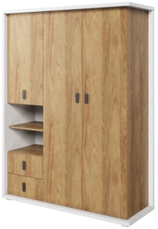 Kleiderschrank Simi Drehtürenschrank 150cm weiß Hickory Oak
