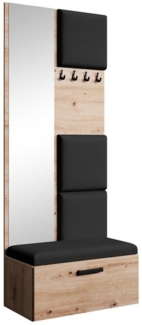 Beautysofa Garderobenschrank MARGARET III mit gepolsterten Paneelen, Spiegel und Kleiderhaken